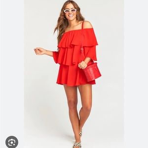 SHOW ME YOUR MUMU RED TRIPLE DECKER ROMPER